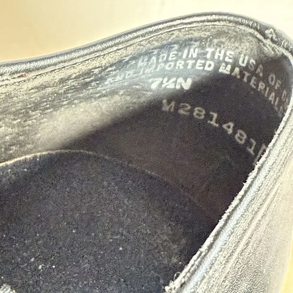 Munro American Black Leather Slip On Comfort Shoes Womens 7.5N Narrow USA